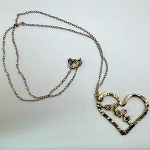 925 Sterling Silver aloha heart pendant necklace.